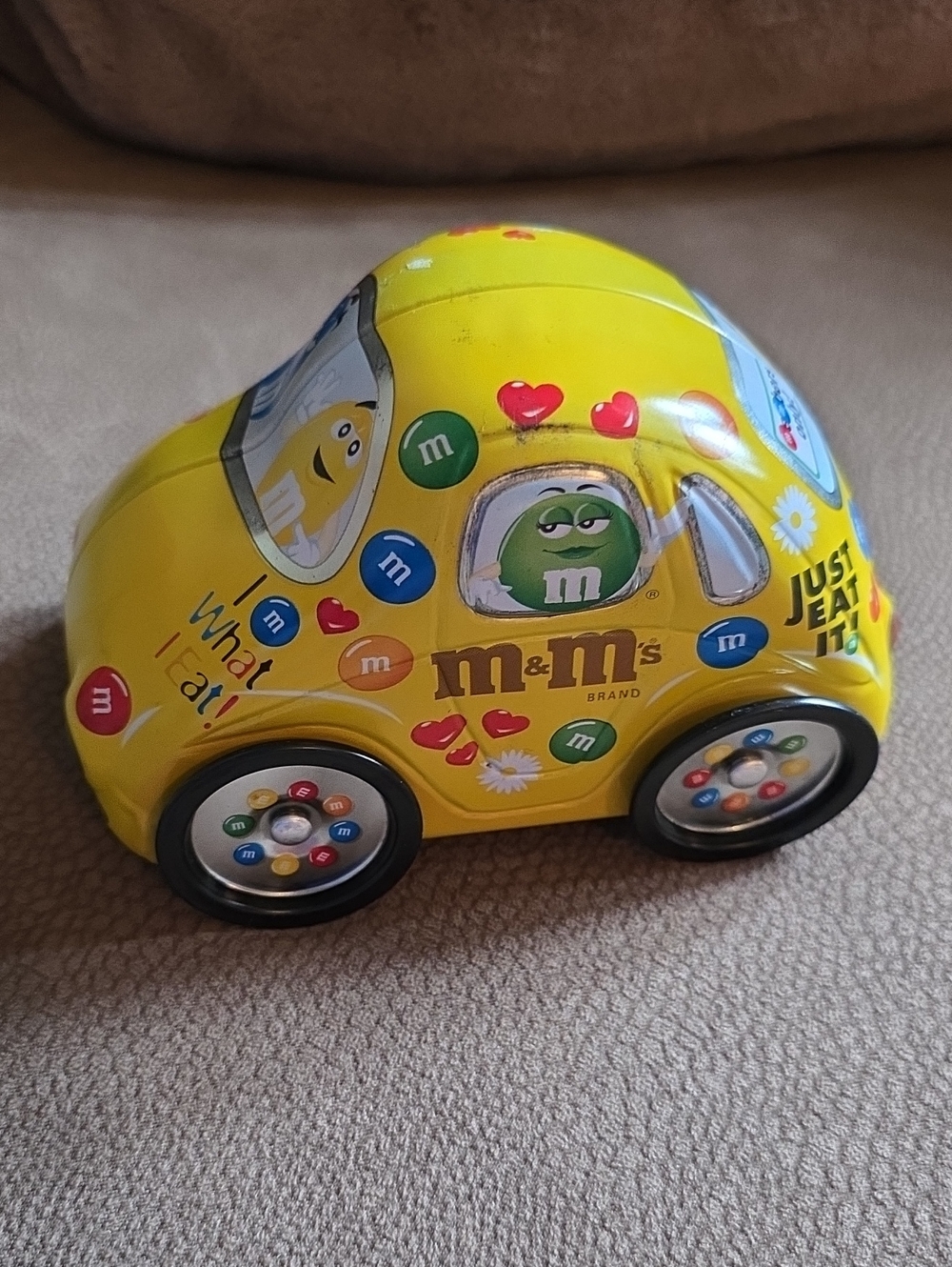 M&M'S Yellow Candy Car Tin with Character Graphics